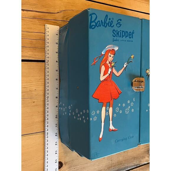 VTG Mattel 1964 Barbie & Skipper Carrying Case Doll Trunk. Blue. Read - Picture 9 of 10